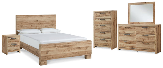 Hyanna King Panel Bed, Dresser, Mirror, Chest and Nightstand