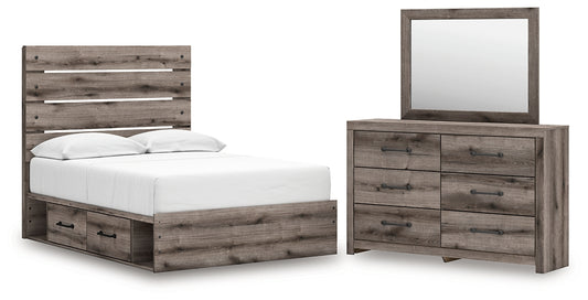 Graystorm Full Panel Storage Bed, Dresser and Mirror