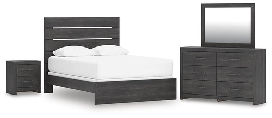 Delmorta Queen Panel Bed, Dresser, Mirror and Nightstand