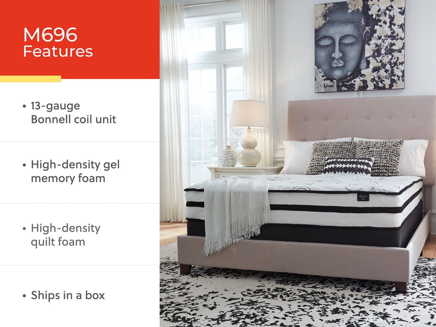 Chime 10 Inch Hybrid Queen Mattress and Pillow