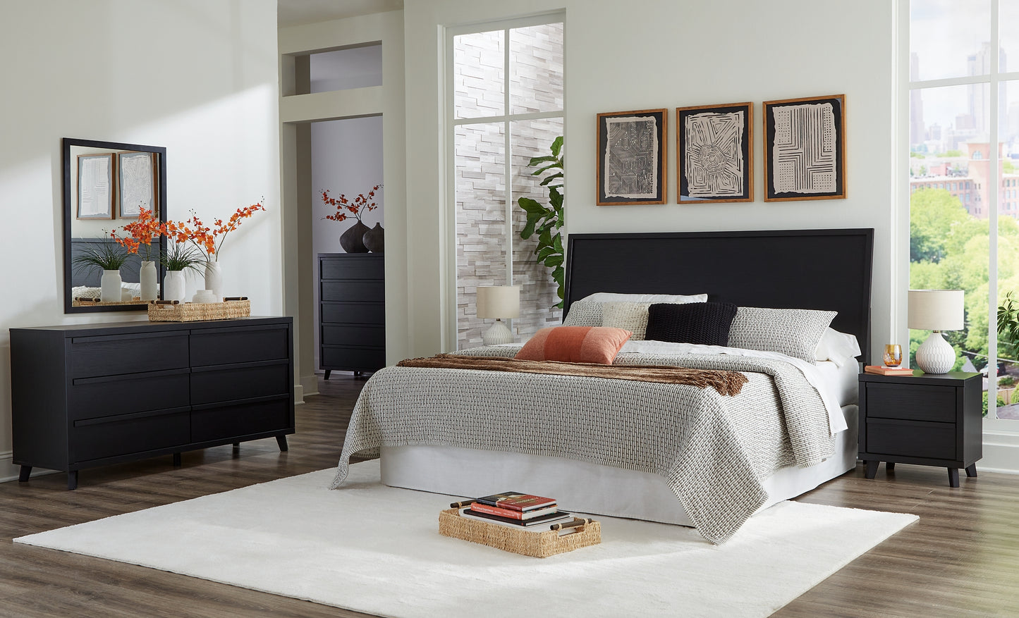 Danziar King Panel Headboard, Dresser, Mirror and Nightstand