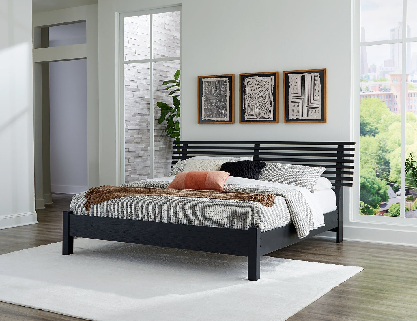 Danziar King Slat Panel Bed, Dresser and Mirror