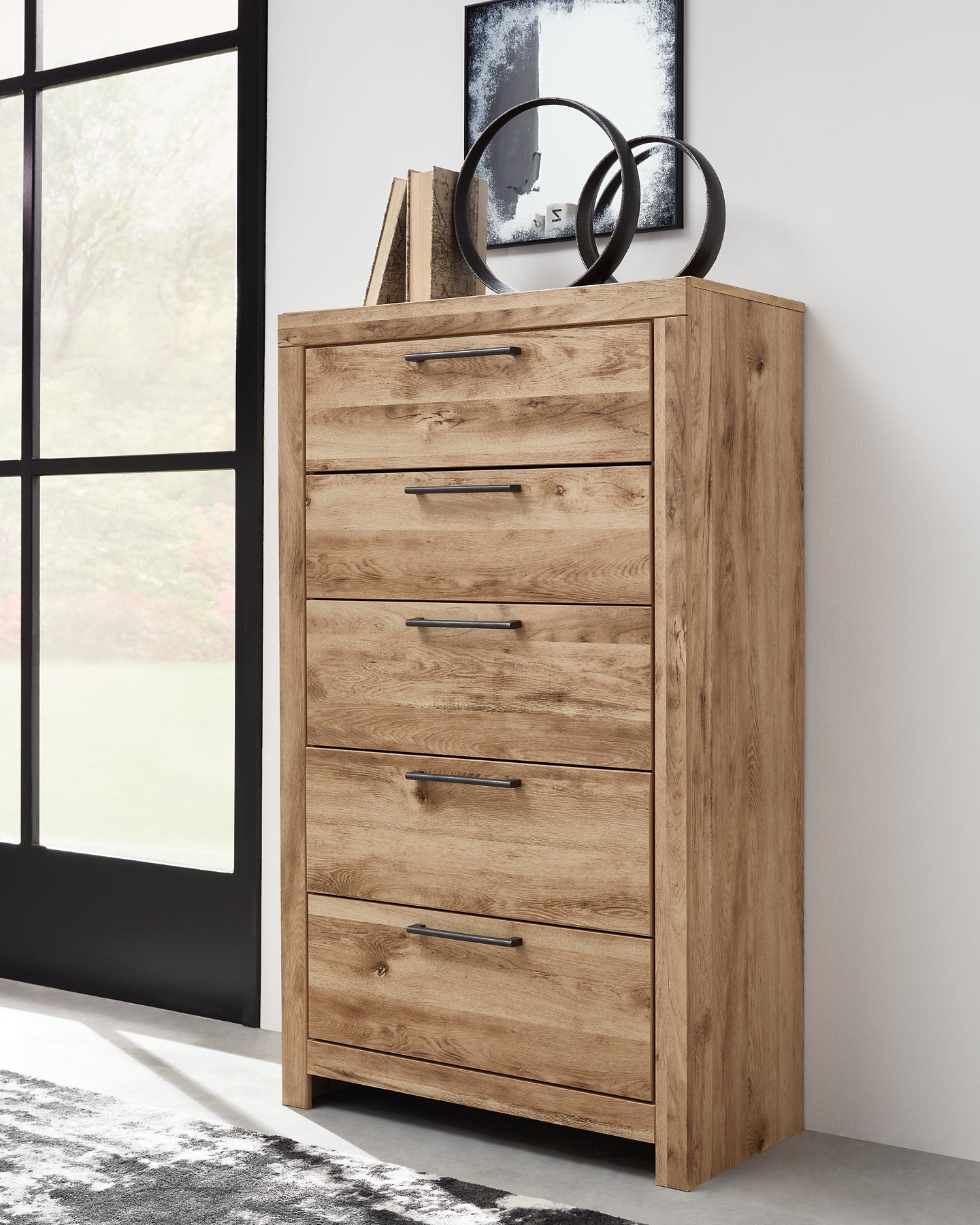 Hyanna Queen Panel Storage Bed, Dresser, Mirror, Chest and Nightstand