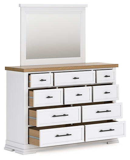 Ashbryn California King Panel Storage Bed, Dresser, Mirror and Nightstand