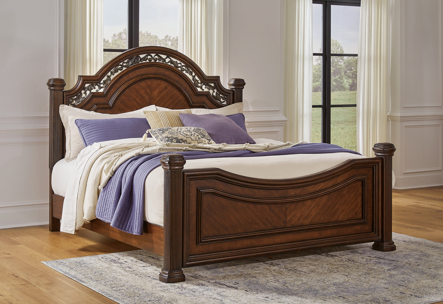 Lavinton King Poster Bed, Dresser, Mirror, Chest and Nightstand