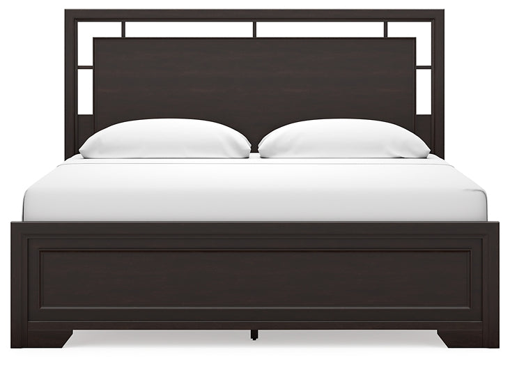 Covetown King Panel Bed, Dresser, Mirror, Chest and Nightstand