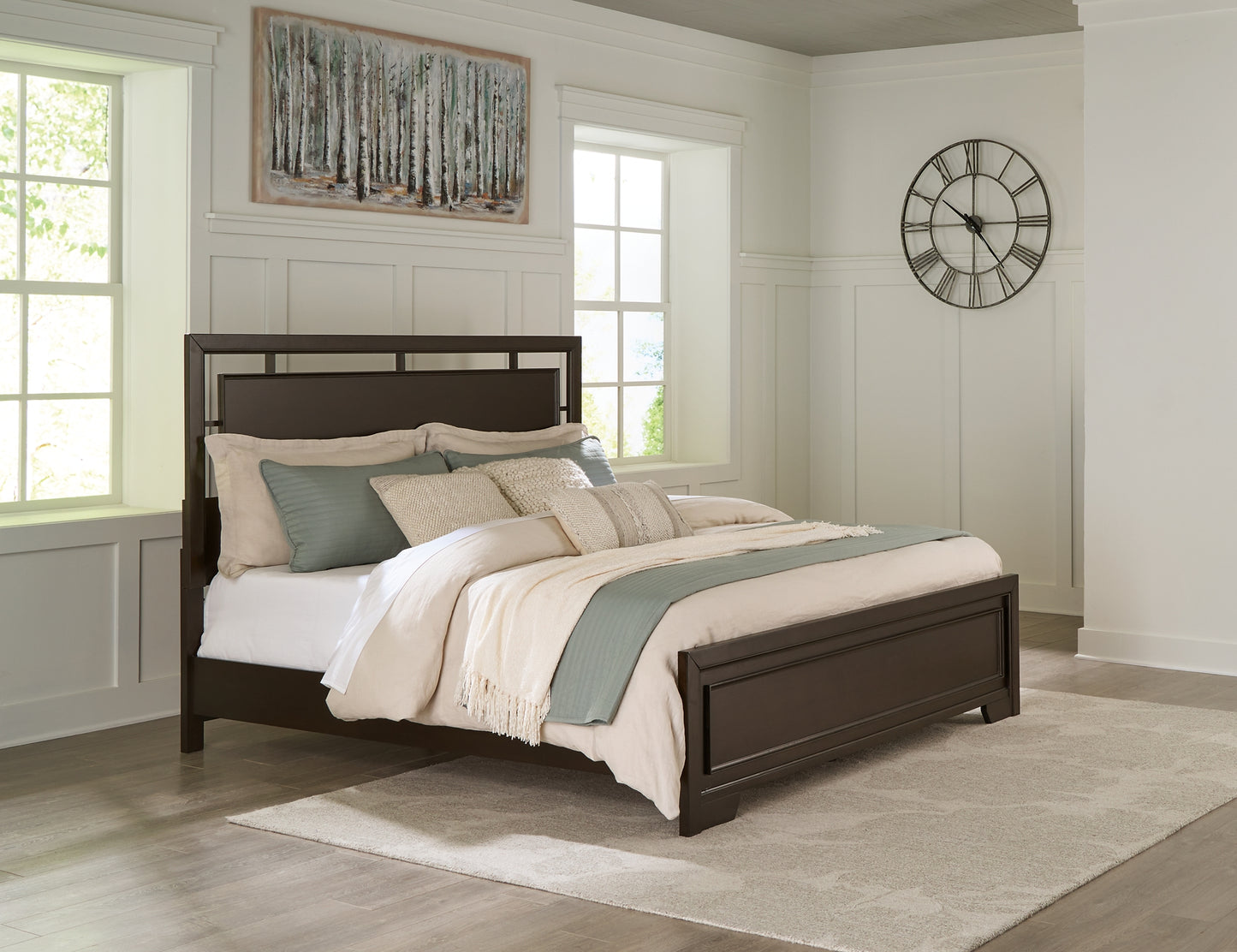 Covetown King Panel Bed, Dresser, Mirror, Chest and Nightstand