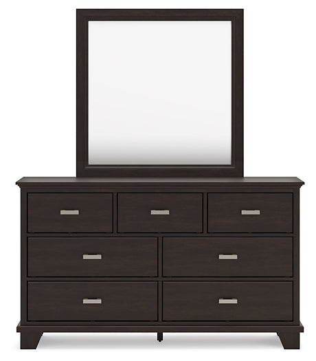 Covetown California King Panel Bed, Dresser, Mirror, Chest and Nightstand