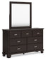 Covetown California King Panel Bed, Dresser, Mirror, Chest and Nightstand