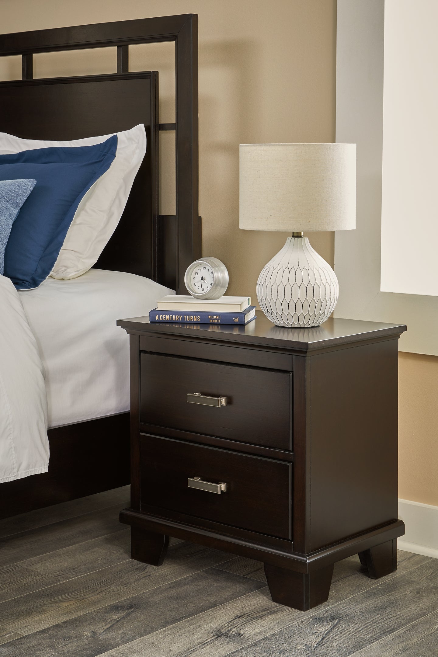 Covetown California King Panel Bed, Dresser, Mirror, Chest and Nightstand