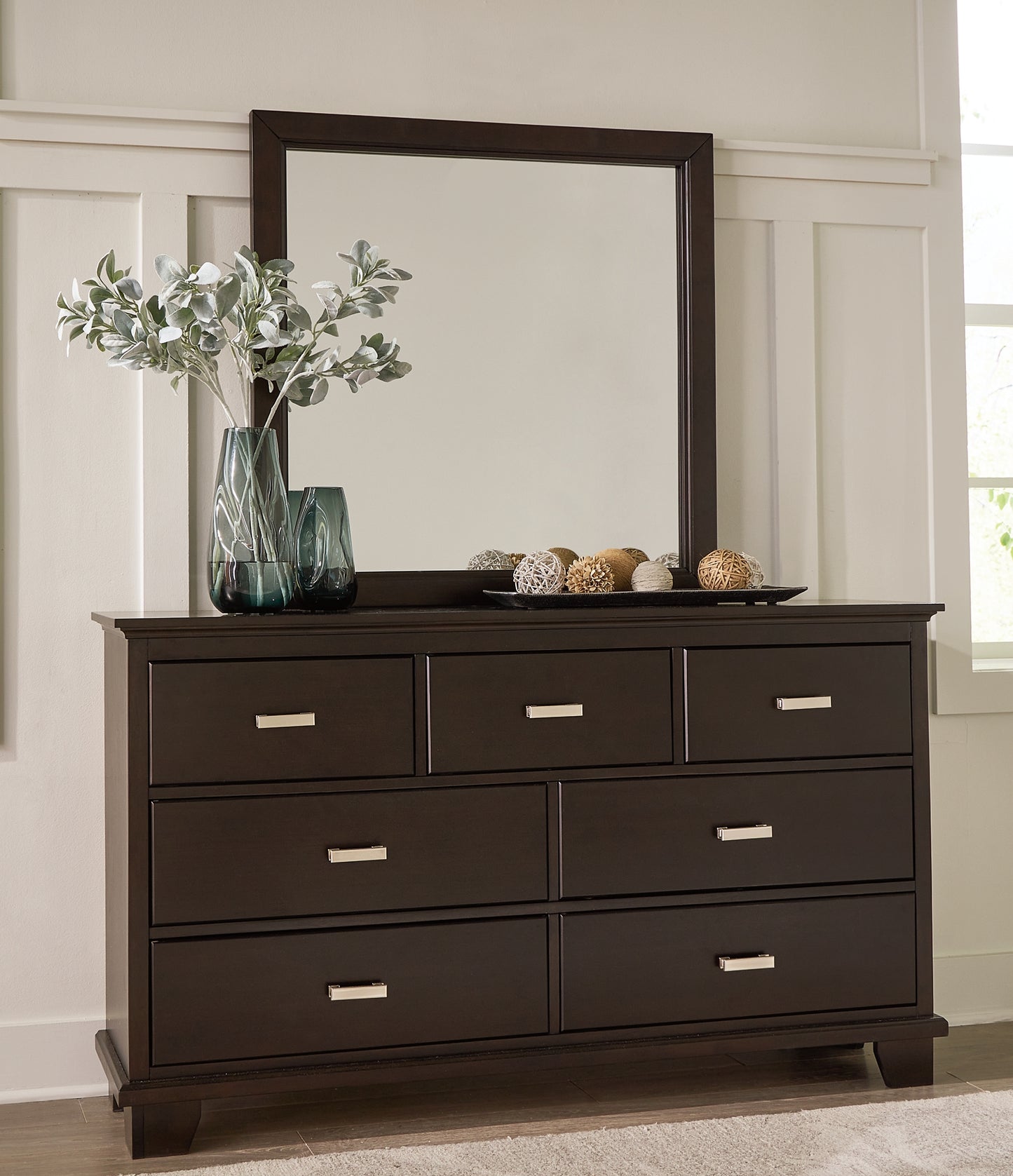 Covetown California King Panel Bed, Dresser, Mirror, Chest and Nightstand