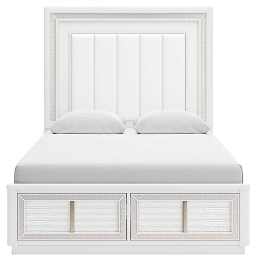 Chalanna Queen Upholstered Storage Bed, Dresser, Mirror, Chest and Nightstand