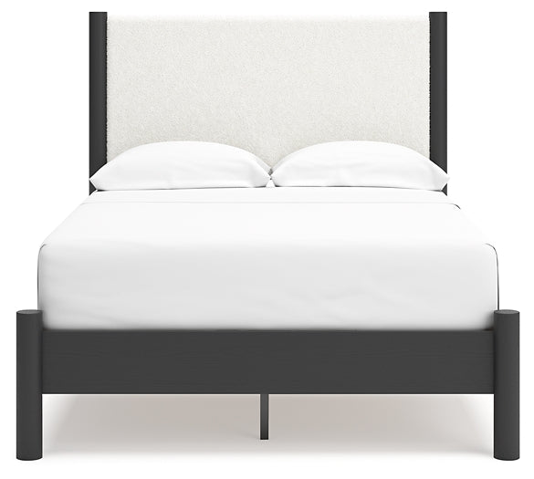 Cadmori Full Upholstered Panel Bed, Dresser, Mirror and Nightstand