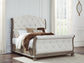 Ardenfield Queen Upholstered Sleigh Bed with Mirrored Dresser, Chest and Nightstand