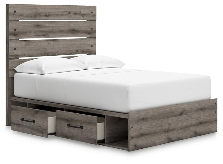 Graystorm Full Panel Storage Bed, Dresser, Mirror and Nightstand