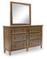 Sturlayne King Upholstered Panel Bed, Dresser, Mirror, Chest and Nightstand