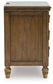 Sturlayne King Upholstered Panel Bed, Dresser, Mirror, Chest and Nightstand