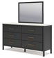 Cadmori King Upholstered Panel Bed, Dresser, Mirror, Chest and Nightstand