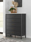 Cadmori King Upholstered Panel Bed, Dresser, Mirror, Chest and Nightstand