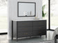 Cadmori King Upholstered Panel Bed, Dresser and Mirror