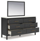 Cadmori Queen Upholstered Panel Bed, Dresser and Mirror
