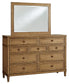 Sharlance King Upholstered Panel Bed with Mirrored Dresser and Nightstand