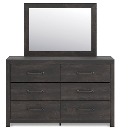 Hollivern Full Panel Bed with Storage, Dresser, Mirror and Nightstand
