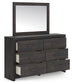 Hollivern Full Panel Bed with Storage, Dresser, Mirror and Nightstand