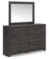 Hollivern Full Panel Bed with Storage, Dresser, Mirror and Nightstand