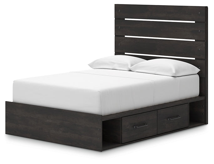 Hollivern Full Panel Bed with Storage, Dresser, Mirror and Nightstand