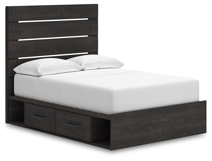 Hollivern Full Panel Bed with Storage, Dresser and Mirror