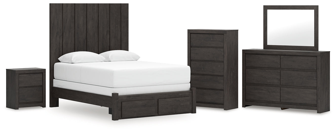 Fraluna Queen Panel Storage Bed, Dresser, Mirror, Chest and Nightstand