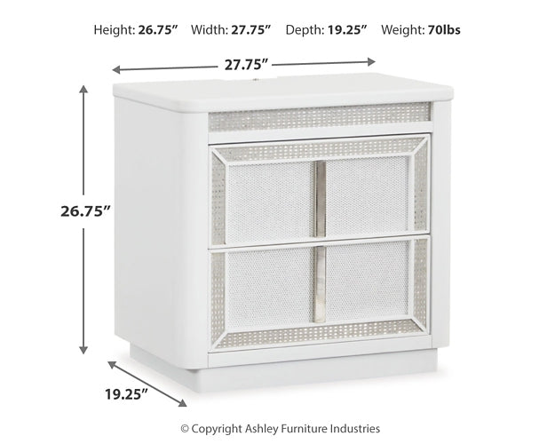 Chalanna King Upholstered Storage Bed, Dresser, Mirror and Nightstand