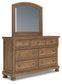Feddinger King Panel Bed with Mirrored Dresser