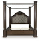 Maylee Queen Canopy Bed, Dresser, Mirror and Nightstand