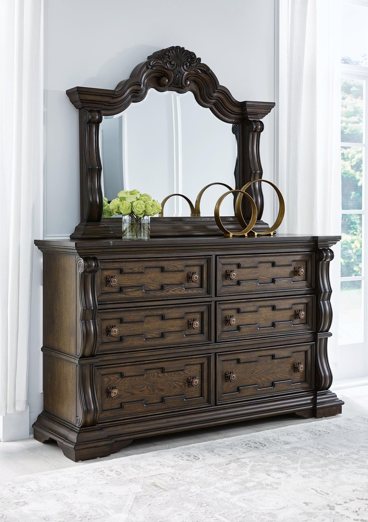 Maylee Queen Canopy Bed, Dresser and Mirror